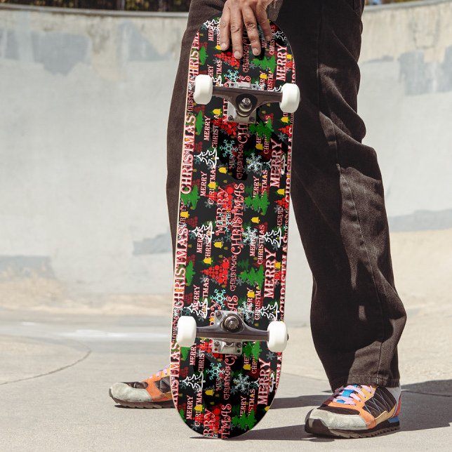 Frohe Weihnachten Textmuster Design  Skateboard (Von Creator hochgeladen)