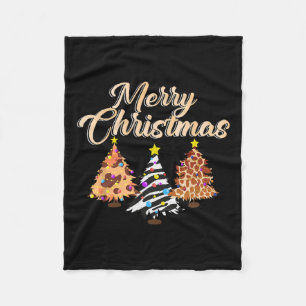 Frohe Weihnachten Tier Print Tree Wildlife Safari Fleecedecke