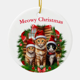 Frohe Weihnachten Tiere Keramik Ornament