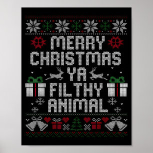 Frohe Weihnachten Tierisches schmutziges Ya Weihna Poster