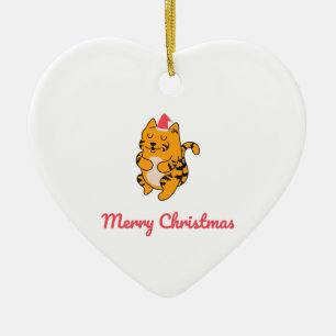 Frohe Weihnachten Tiger Keramik Ornament