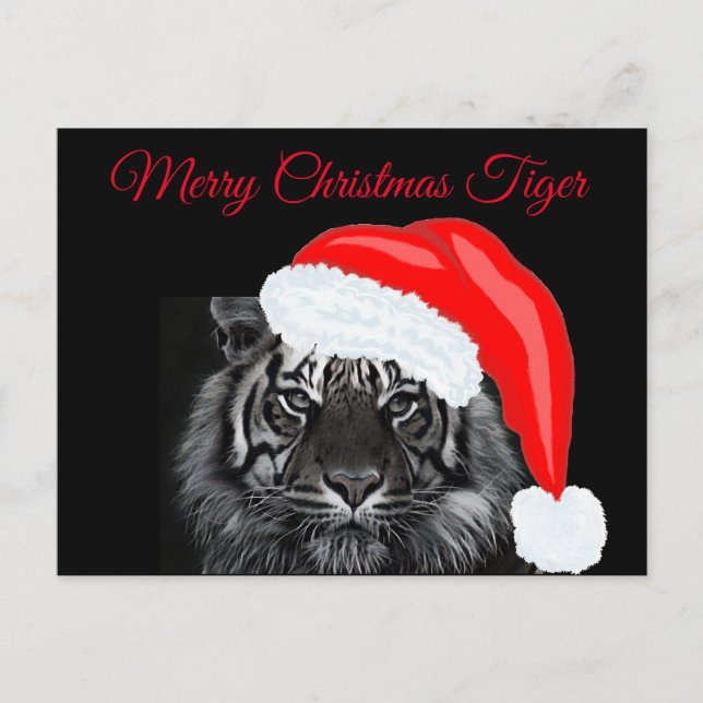 Frohe Weihnachten Tiger Postkarte (Vorderseite)