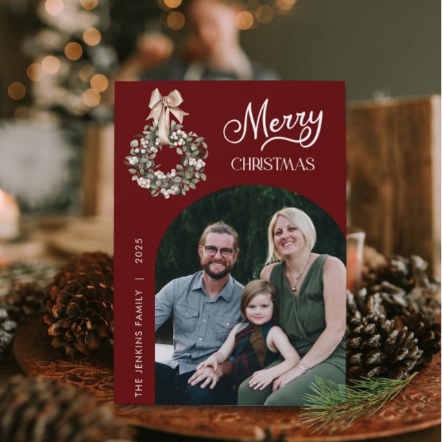 Frohe Weihnachten Tor Foto Weihnachtskarte (Arched Photo Christmas Greeting Card)