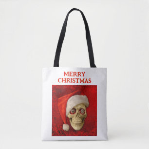 Frohe Weihnachten. Totenkopf mit Santa Hut