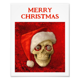 Frohe Weihnachten. Totenkopf mit Santa Hut Fotodruck