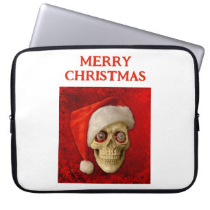 Frohe Weihnachten. Totenkopf mit Santa-Hut Laptopschutzhülle