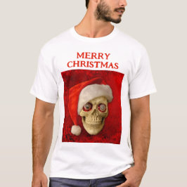 Frohe Weihnachten. Totenkopf mit Santa Hut T-Shirt