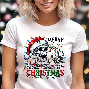 Frohe Weihnachten Totenkopf Weihnachtsbeleuchtung Tri-Blend Shirt