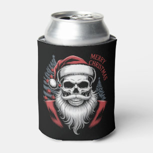 Frohe Weihnachten Totenkopf Weihnachtsmann Hut Bar Dosenkühler