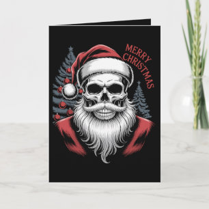 Frohe Weihnachten Totenkopf Weihnachtsmann Hut Bar Karte
