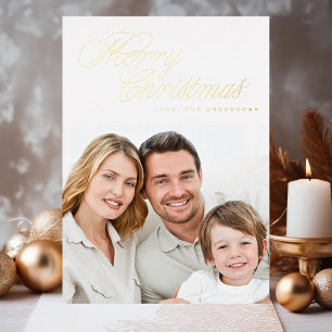 Frohe Weihnachten Traditionell ECHTES Gold Foto Folien Feiertagskarte