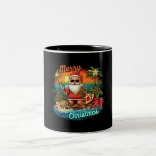 Frohe Weihnachten, Tropen, Santa Claus, Urlaub Zweifarbige Tasse