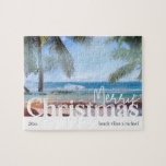 Frohe Weihnachten Tropical Beach Foto Puzzle<br><div class="desc">Stellen Sie sich vor,  Sie sind am Strand an einem sonnigen Tag dieses Weihnachtsfest mit diesem lustigen Sommerstrand Puzzle.</div>
