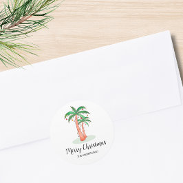 Frohe Weihnachten Tropical Palm Tree Runder Aufkleber