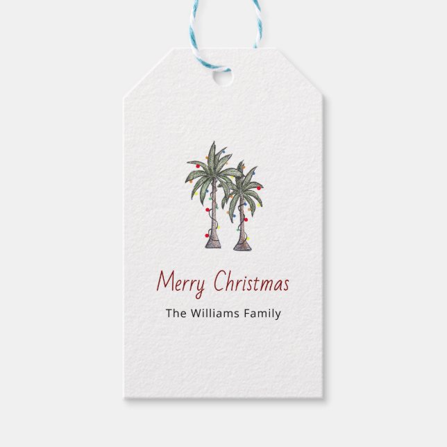Frohe Weihnachten Tropical Palm Trees Beach Geschenkanhänger (Vorderseite)