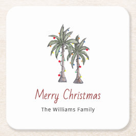 Frohe Weihnachten Tropical Palm Trees Beach Rechteckiger Pappuntersetzer