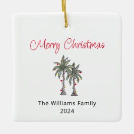 Frohe Weihnachten Tropical Palm Trees Keramikornament