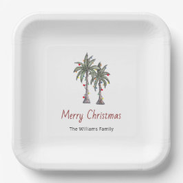 Frohe Weihnachten Tropical Palm Trees Urlaub Pappteller