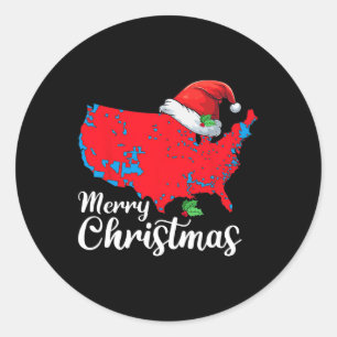 Frohe Weihnachten Trump Patriotic USA Karte 2024 S Runder Aufkleber