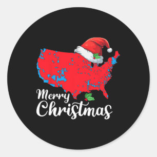 Frohe Weihnachten Trump Patriotic USA Karte 2024 S Runder Aufkleber
