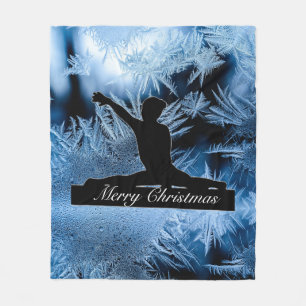 Frohe Weihnachten Turnerin Eingefroren Fleecedecke