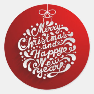 Frohe Weihnachten Typografie Design Rund Aufkleber