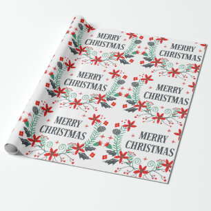 Frohe Weihnachten Typografie Floraler Strauß Geschenkpapier