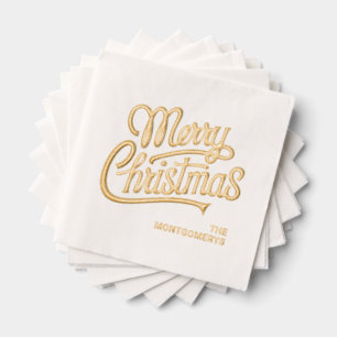 Frohe Weihnachten Typografie Foliengeprägte Servie Servietten Mit Folie