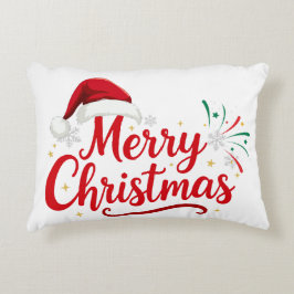 Frohe Weihnachten Typografie mit Santa Hut und Sch Dekokissen