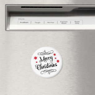 Frohe Weihnachten Typografie Rot Weiß Magnet