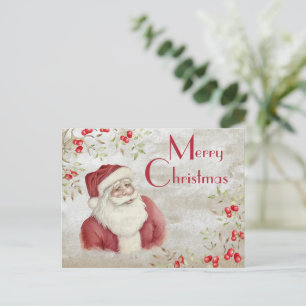 "Frohe Weihnachten" Typografie Wasserfarbe Santa Postkarte