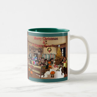 Frohe Weihnachten u. guten Rutsch ins Neue Jahr! Zweifarbige Tasse