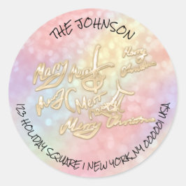 Frohe Weihnachten UAWG Gold Holografische Adresse Runder Aufkleber