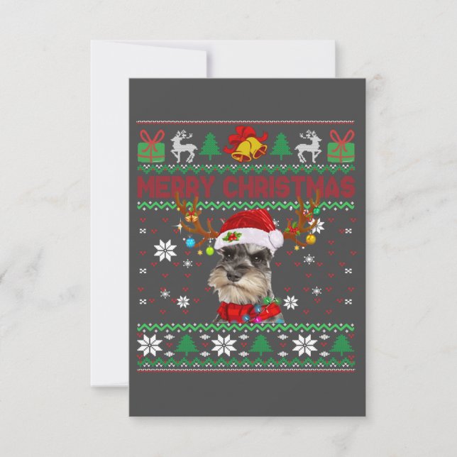 Frohe Weihnachten Ugly Dog Schnauzer Weihnachtsman RSVP Karte (Vorderseite)