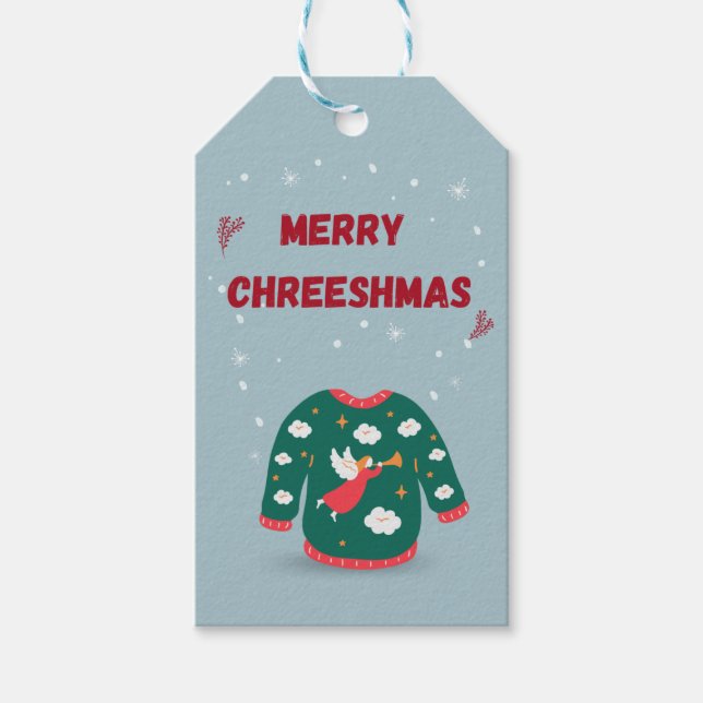 Frohe Weihnachten Ugly Sweater Angel Geschenkanhänger (Vorderseite)