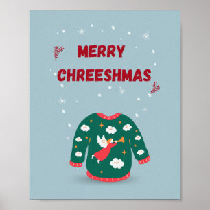 Frohe Weihnachten Ugly Sweater Angel Poster