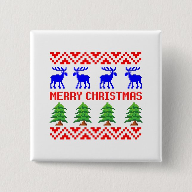Frohe Weihnachten Ugly Sweater Button (Vorderseite)