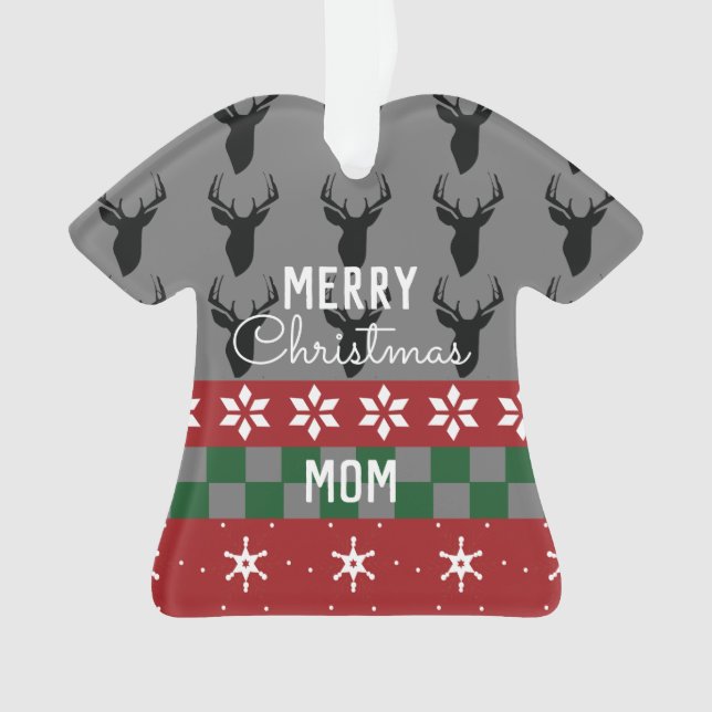 Frohe Weihnachten Ugly Sweater Name Ornament (Vorderseite)