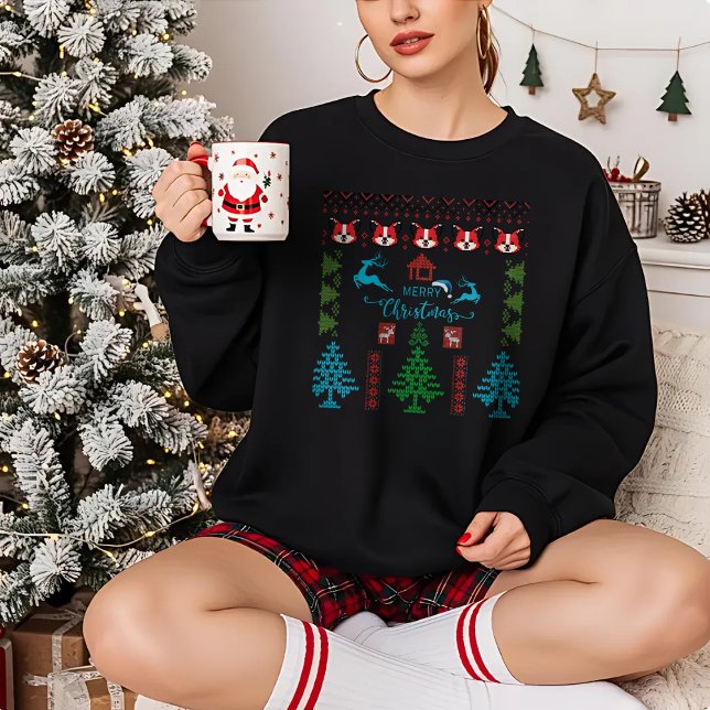 Frohe Weihnachten Ugly Sweater Pattern Urlaub Sweatshirt (Von Creator hochgeladen)