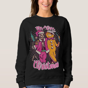 Frohe Weihnachten Ugly Sweater Skeleton Santa Ging Sweatshirt