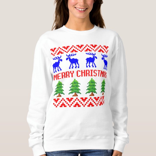 Frohe Weihnachten Ugly Sweater Sweatshirt (Vorderseite)