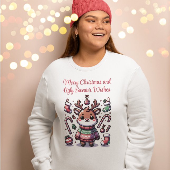Frohe Weihnachten & Ugly Sweater wünscht Rentier Sweatshirt (Von Creator hochgeladen)