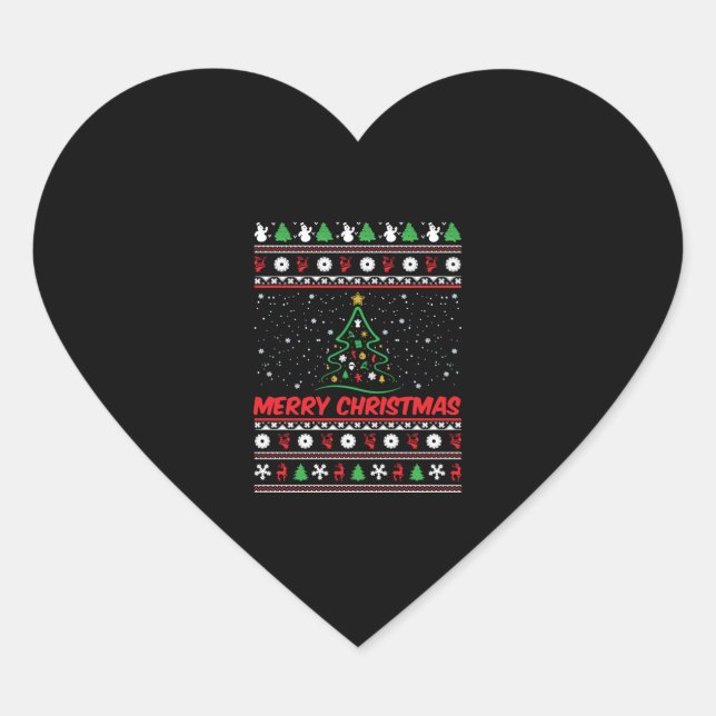 Frohe Weihnachten Ugly Weihnachtskraut Herz-Aufkleber (Vorderseite)