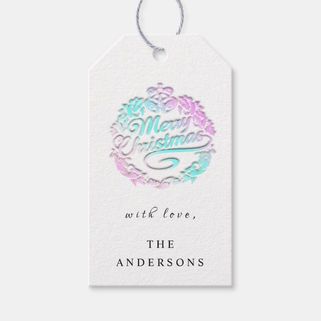 Frohe Weihnachten, um Wreath Royal Bells Pink zu n Geschenkanhänger (Vorderseite)