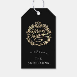 Frohe Weihnachten, um Wreath Royal Black Gold zu n Geschenkanhänger