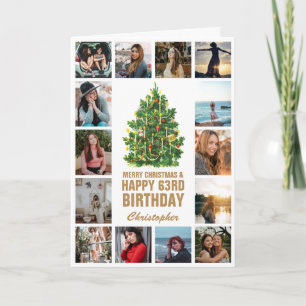 Frohe Weihnachten und 63. Happy Geburtstag Foto Karte