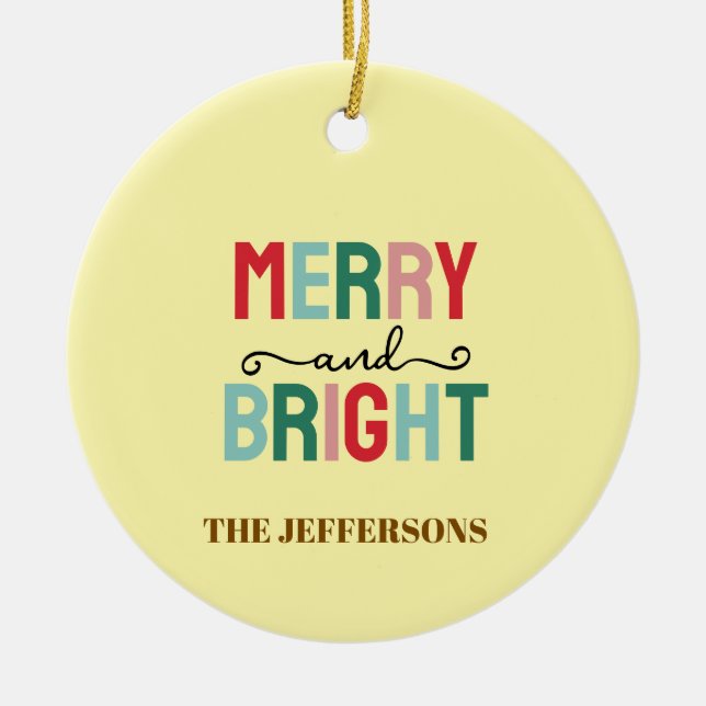 Frohe Weihnachten und ein glückliches neues Jahr F Keramik Ornament (Vorne)