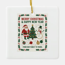 Frohe Weihnachten und ein glückliches neues Jahr Keramikornament