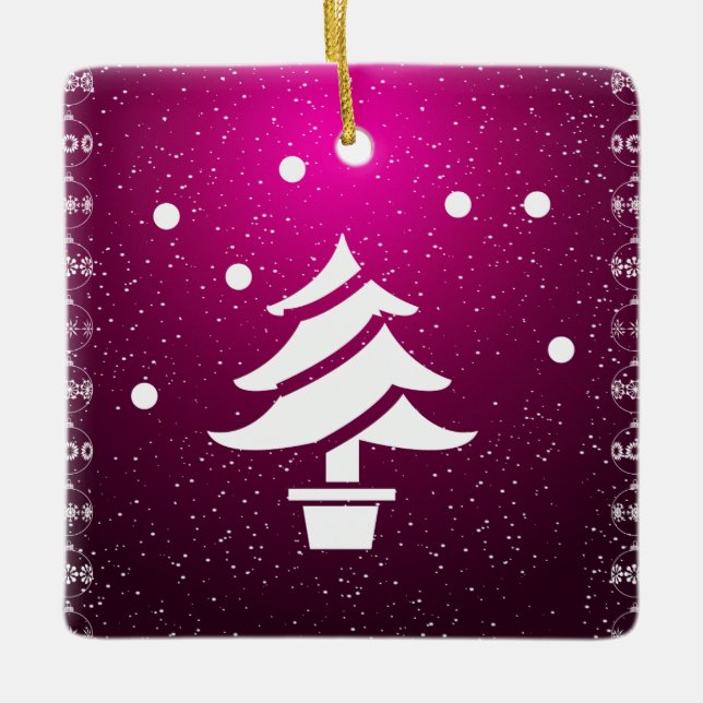 Frohe Weihnachten und ein glückliches neues Jahr! Keramikornament (Vorderseite)