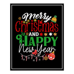 Frohe Weihnachten und ein glückliches neues Jahr Poster